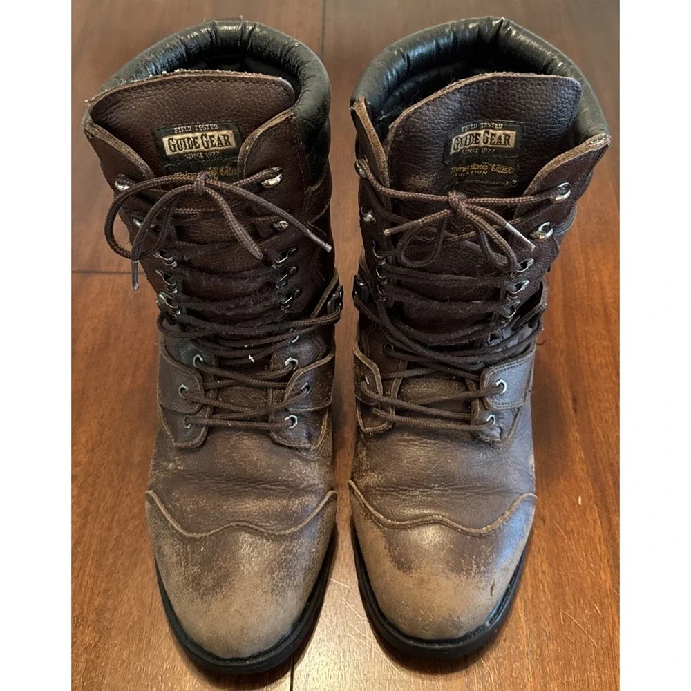 Guide Gear Men's 10.5 Brown Leather Waterproof Insulated Hunting Work Boots